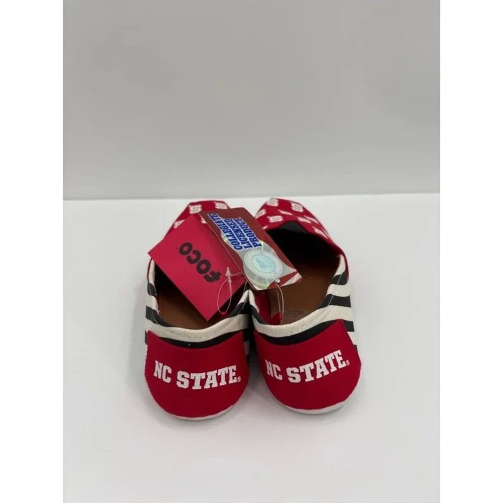 Foco NC State Wolfpack Womens Size 8 Stripe Canvas Shoes NCAA Slip On New